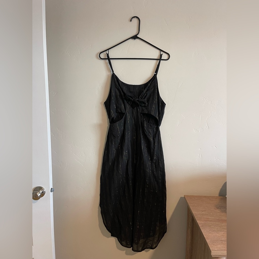 Black and Gold Below the Knee Dress